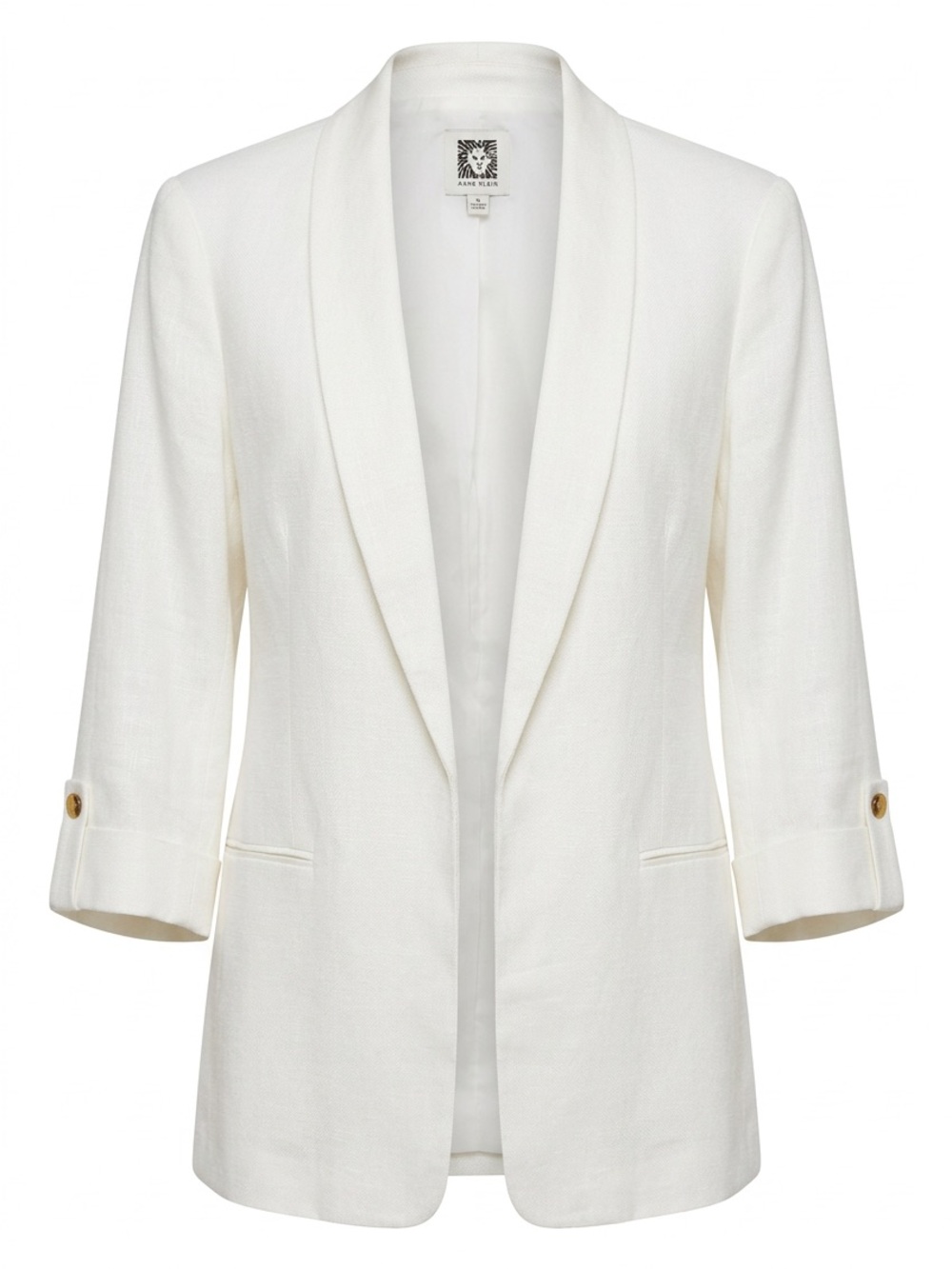 Anne Klein Linen-Blend Open Front Blazer - White